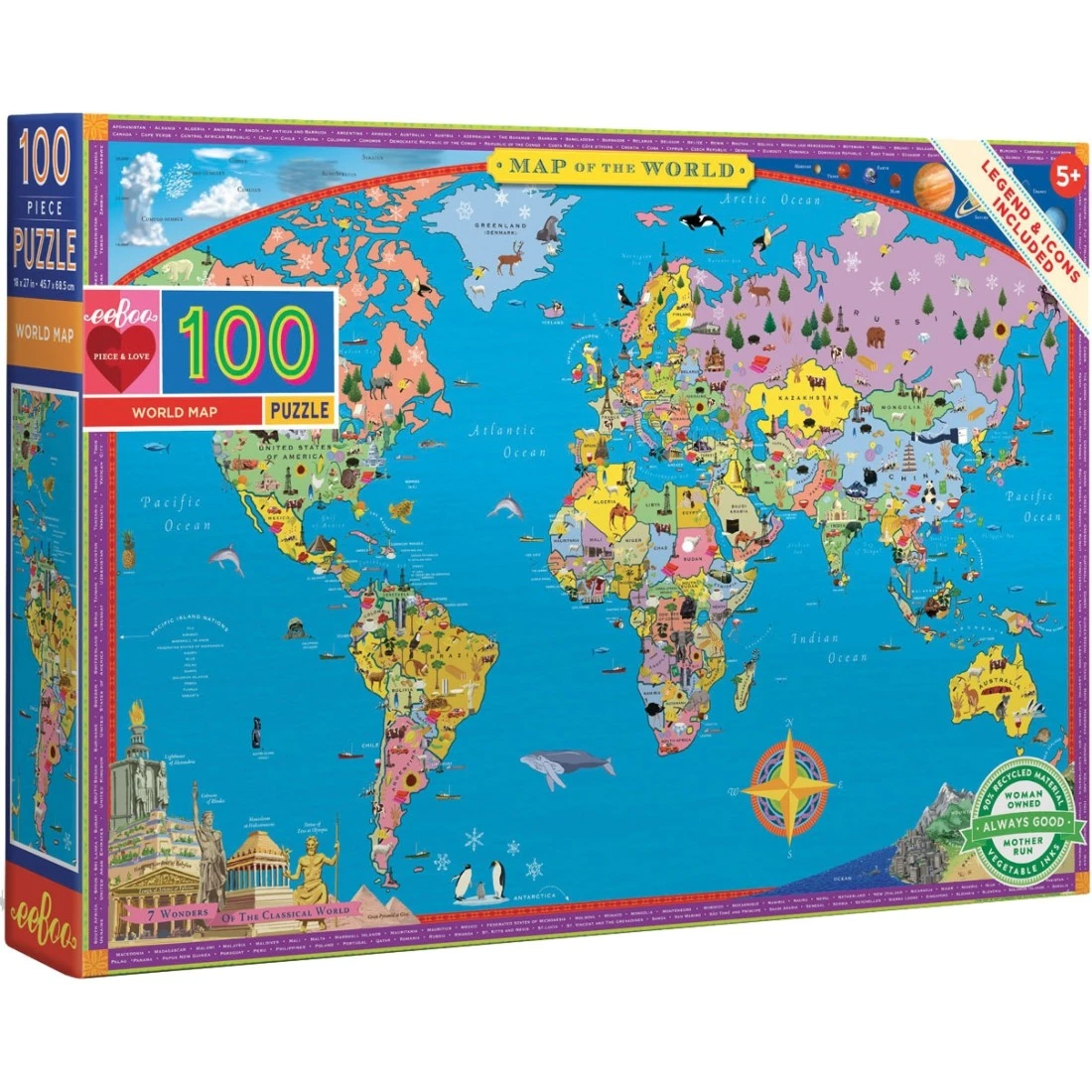 Puzzle - Carte Du Monde - 100 Pièces - Eeboo 3 Puzzle - Carte Du Monde - 100 Pièces - Eeboo